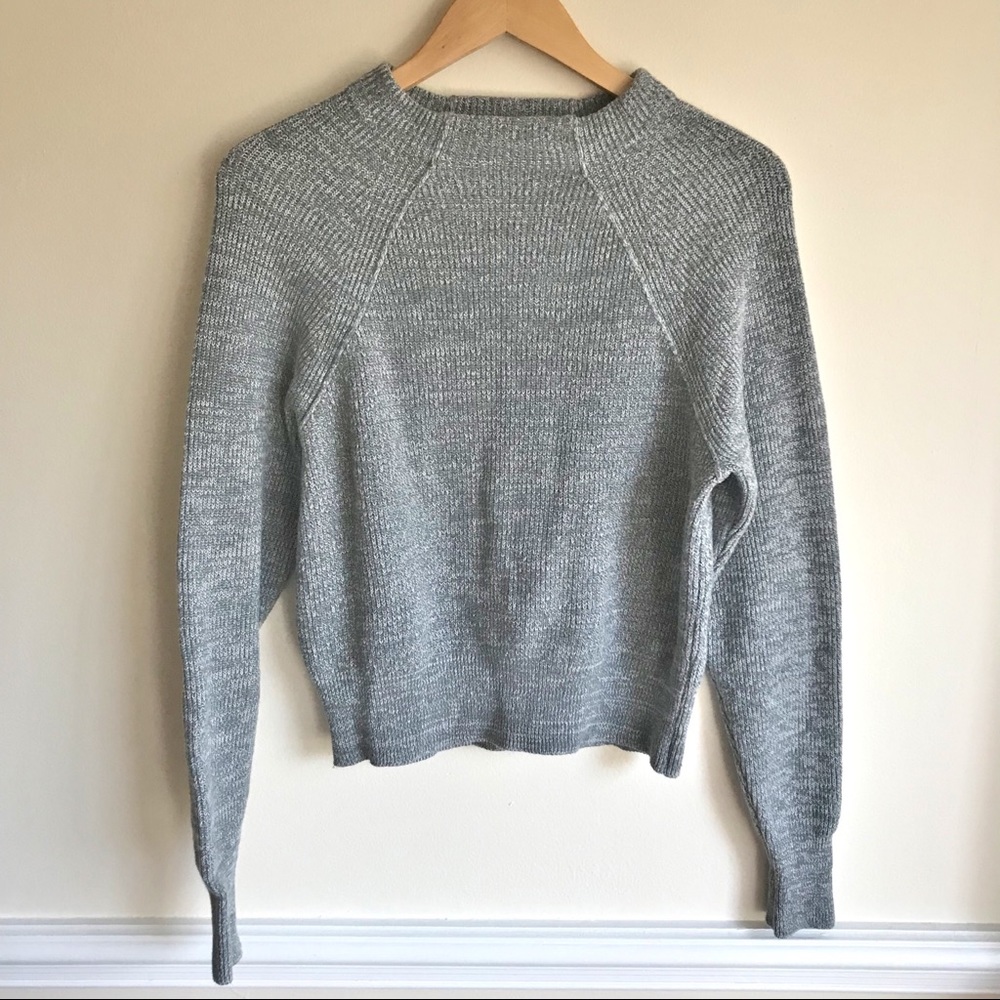 Free People Gray Crew Neck Knit Sweater Size S